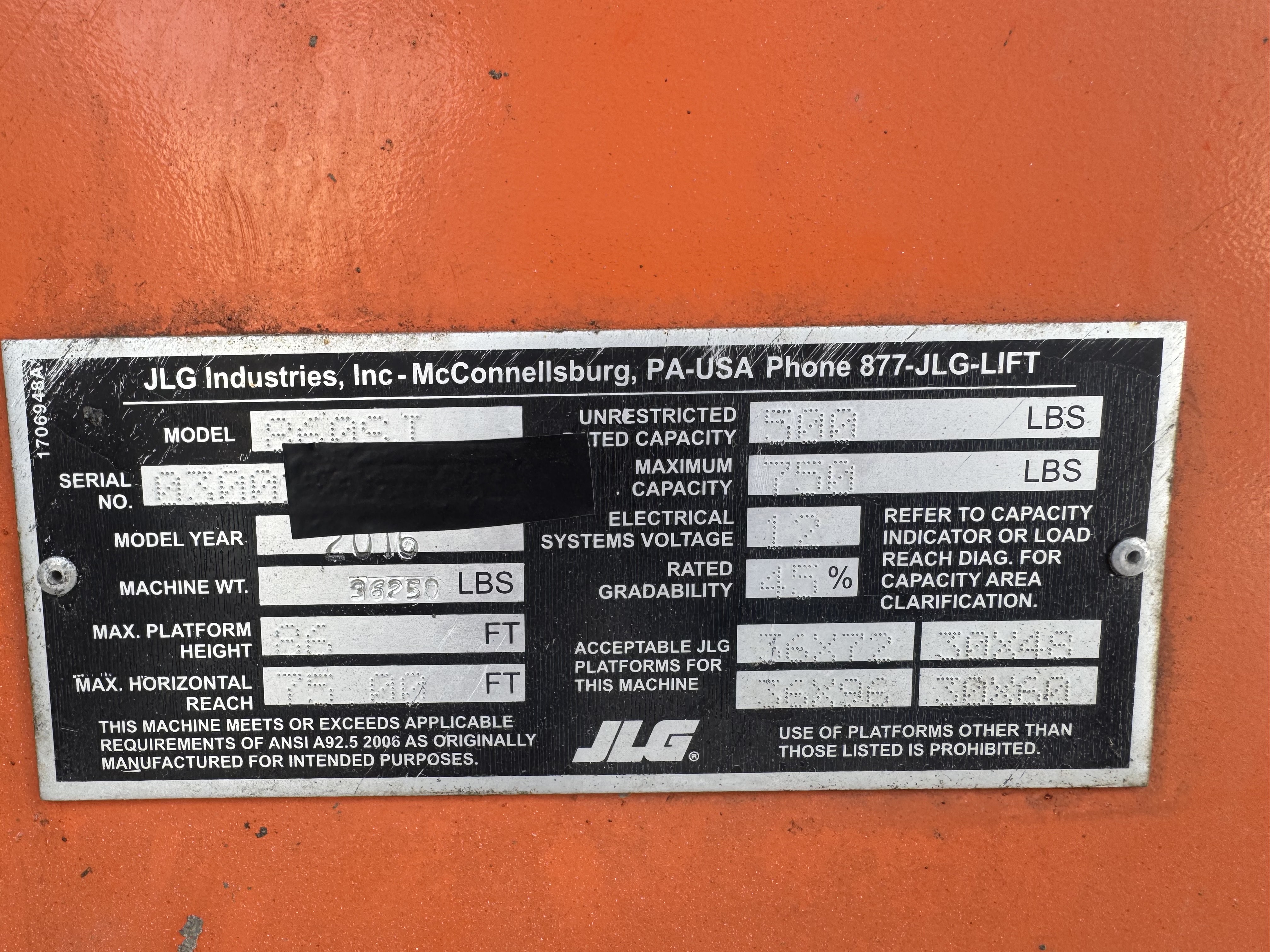 BLA-012-JLG-860SJ-Boom-lifts-inspection-General-Serial-number-1