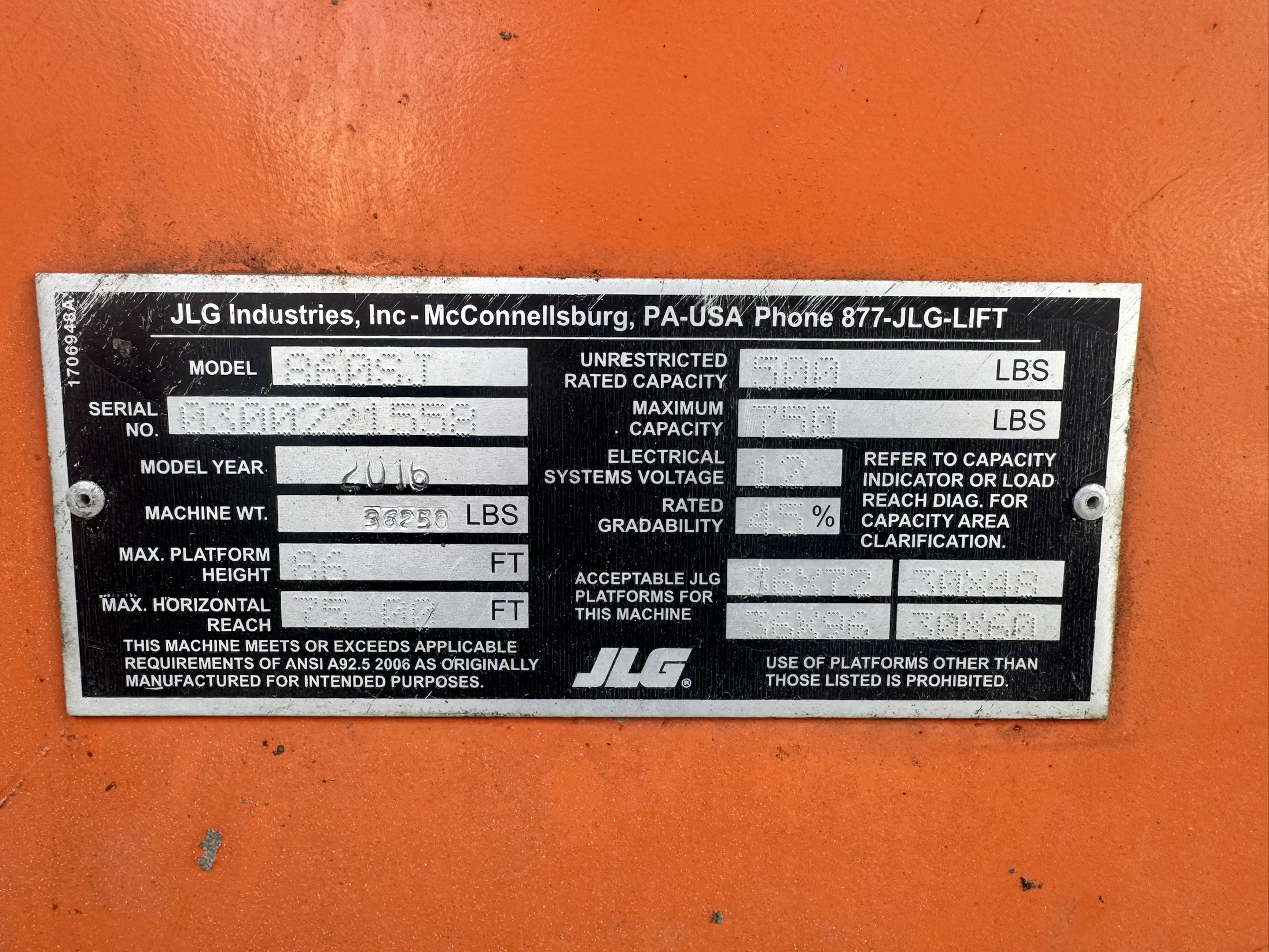 BLA-012-JLG-860SJ-Boom-lifts-inspection-General-Serial-number-1