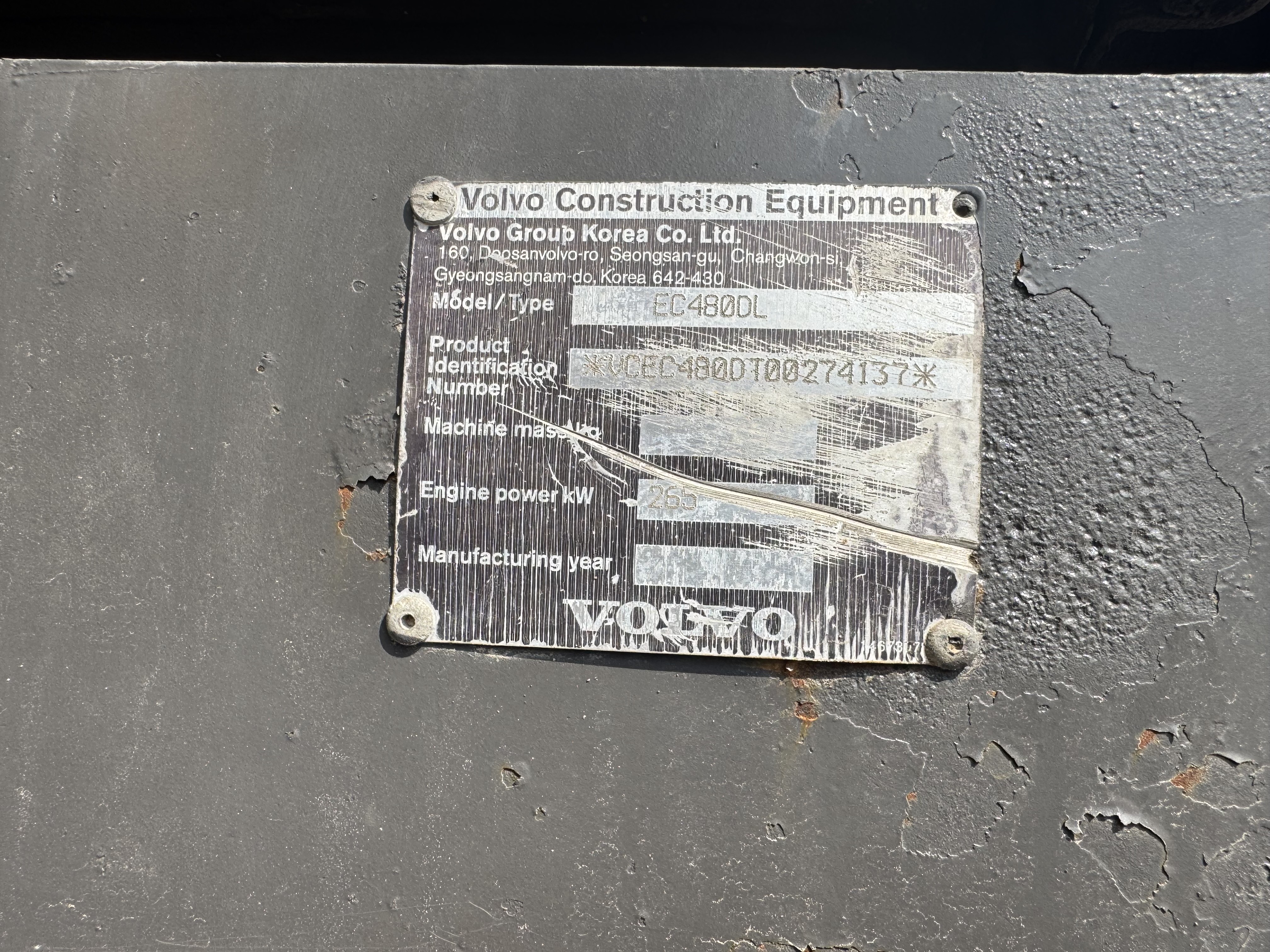 LEX-008-Volvo-EC480DL-Large-excavators-inspection-General-Serial-number-1