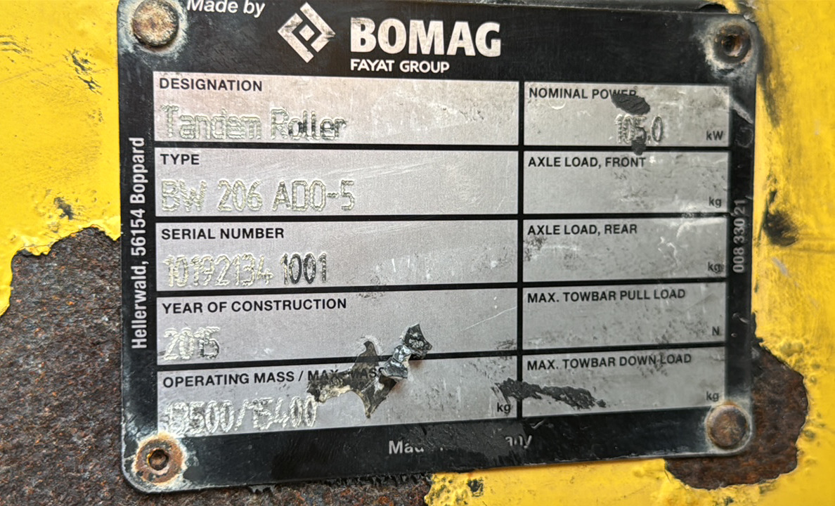 SRC-015-Bomag-BW-206-AD-05-Tandem-rollers-inspection-General-Serial-number-1