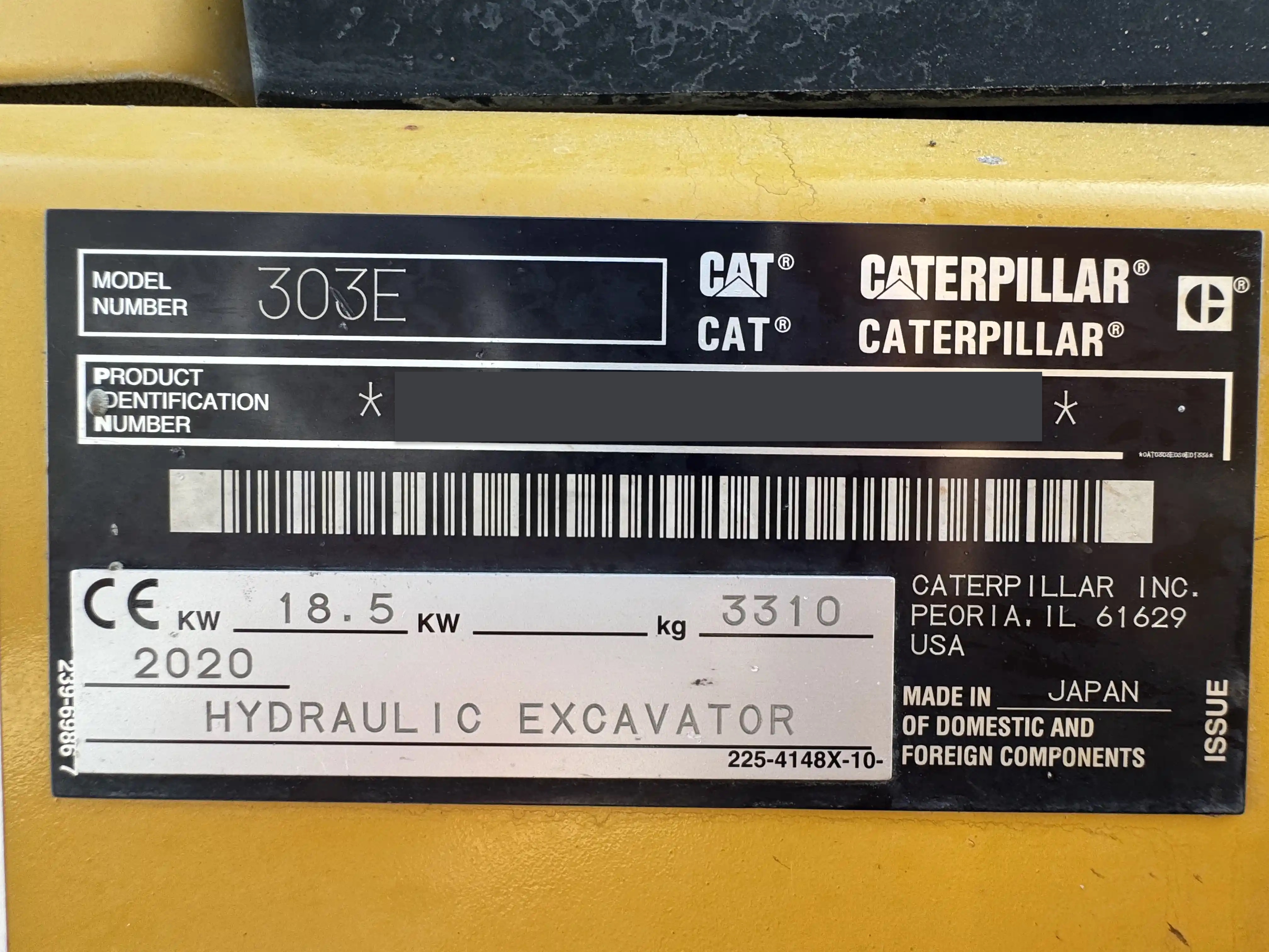 MNX-001-Cat-303E-mini-excavator-inspection-general-serial-number