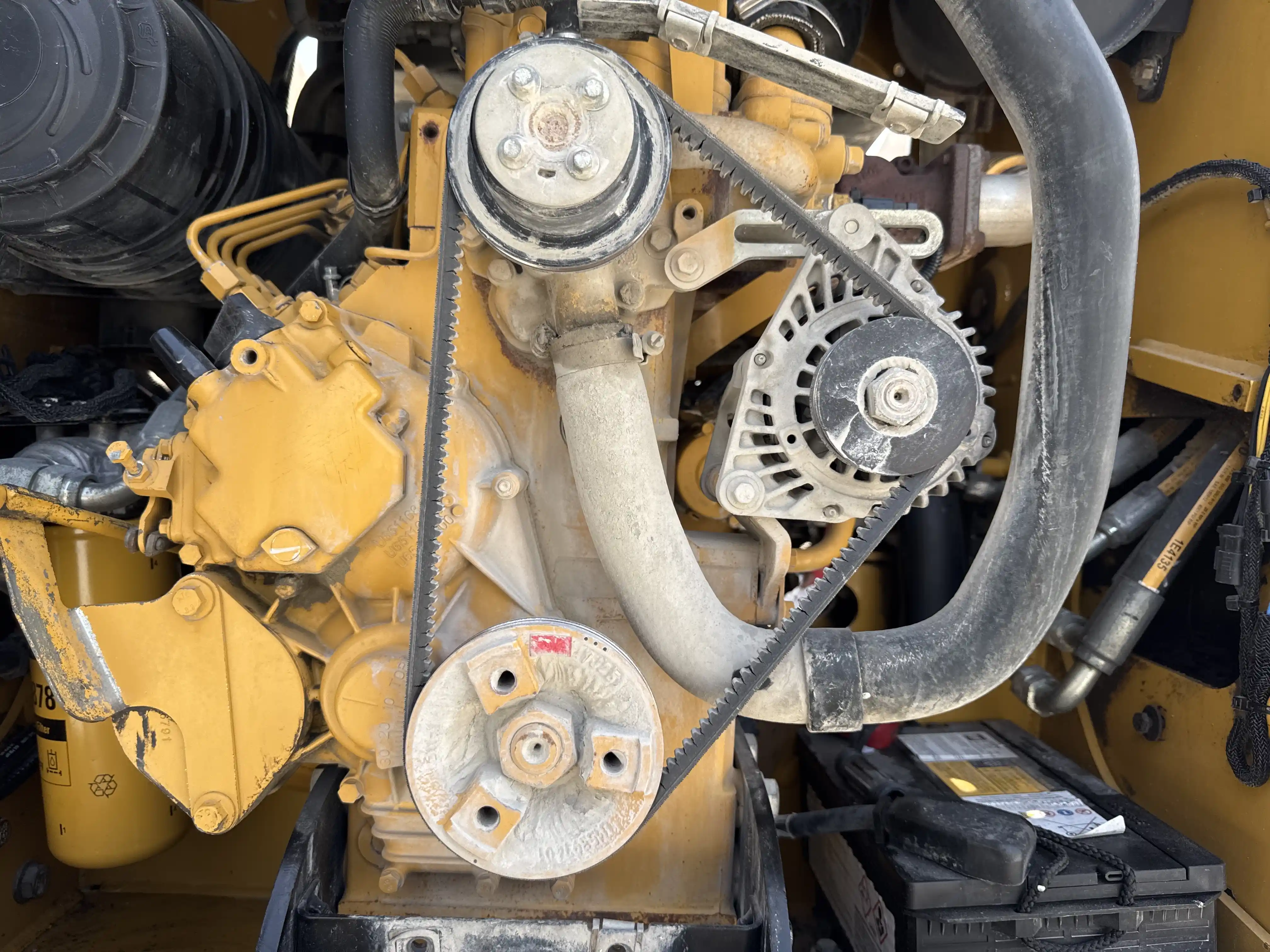 SSL-003-Cat-226B3-skid-steer-loader-inspection-engine-belt-1
