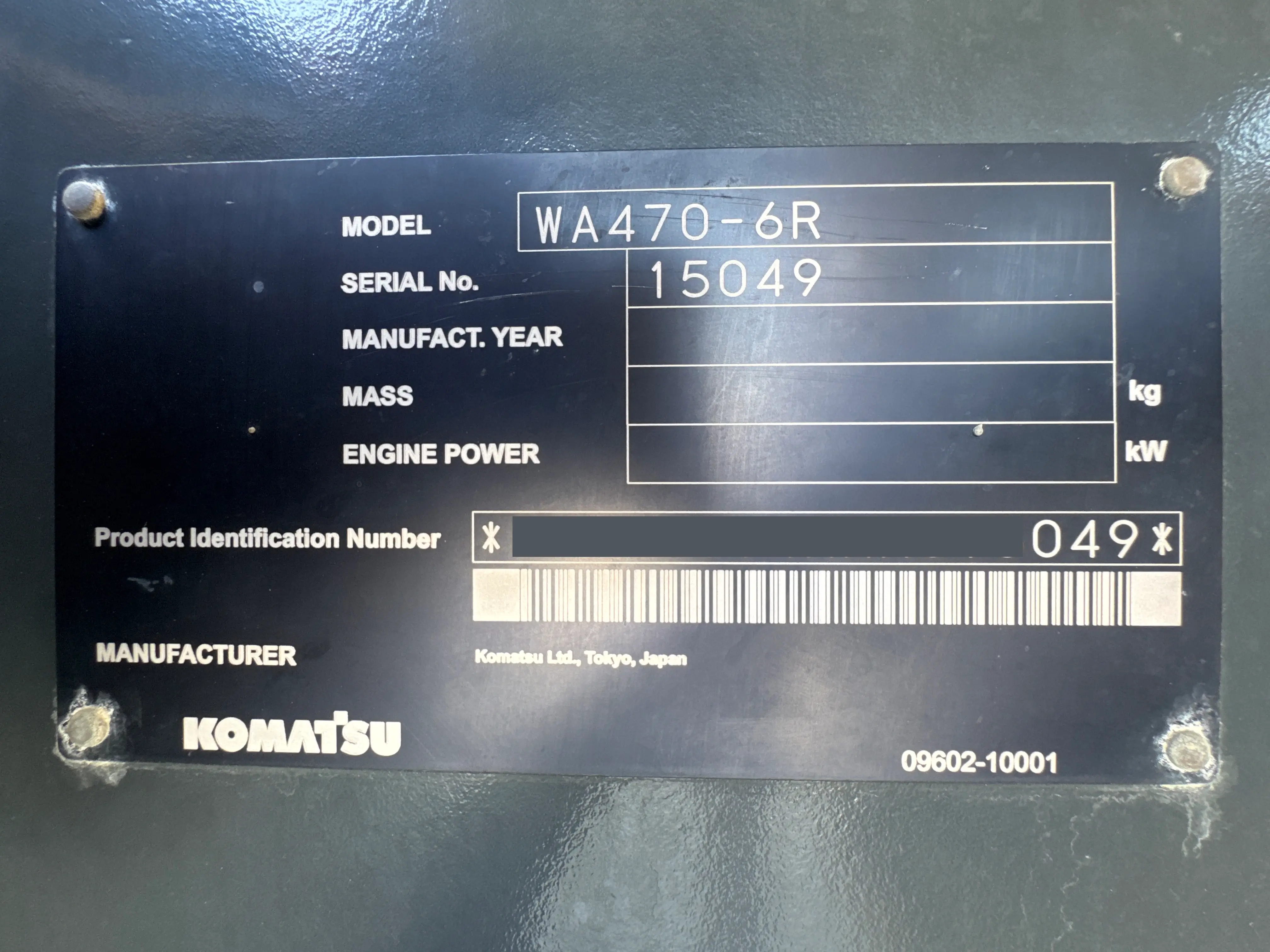WHL-001-Komatsu-WA470-6R-wheel-loader-inspection-general-serial-number