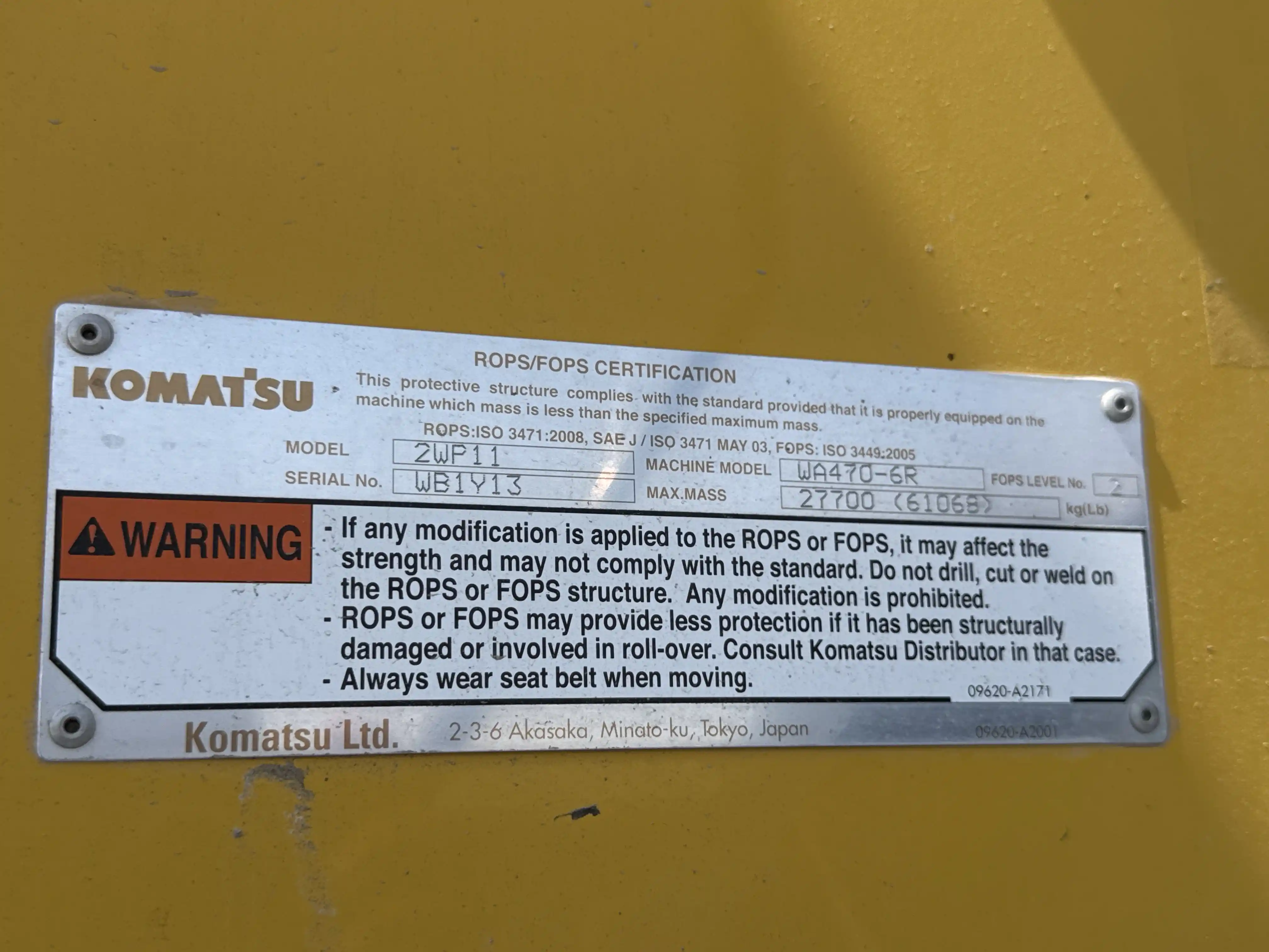 WHL-001-Komatsu-WA470-6R-wheel-loader-inspection-safety-rollover-protective-structure-ROPS-FOPS-1