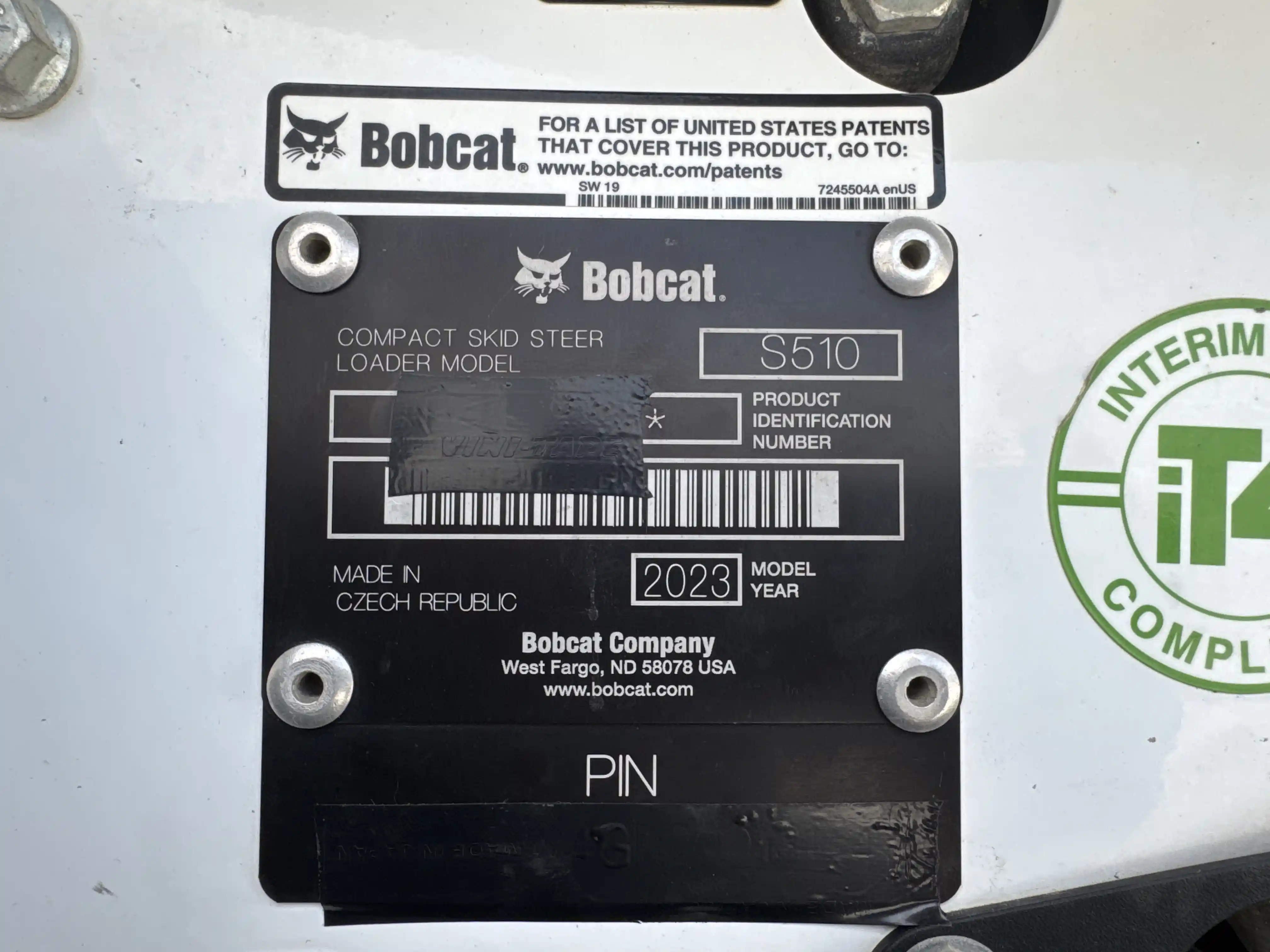 SSL-005-Bobcat-S510-skid-steer-loader-inspection-general-serial-number