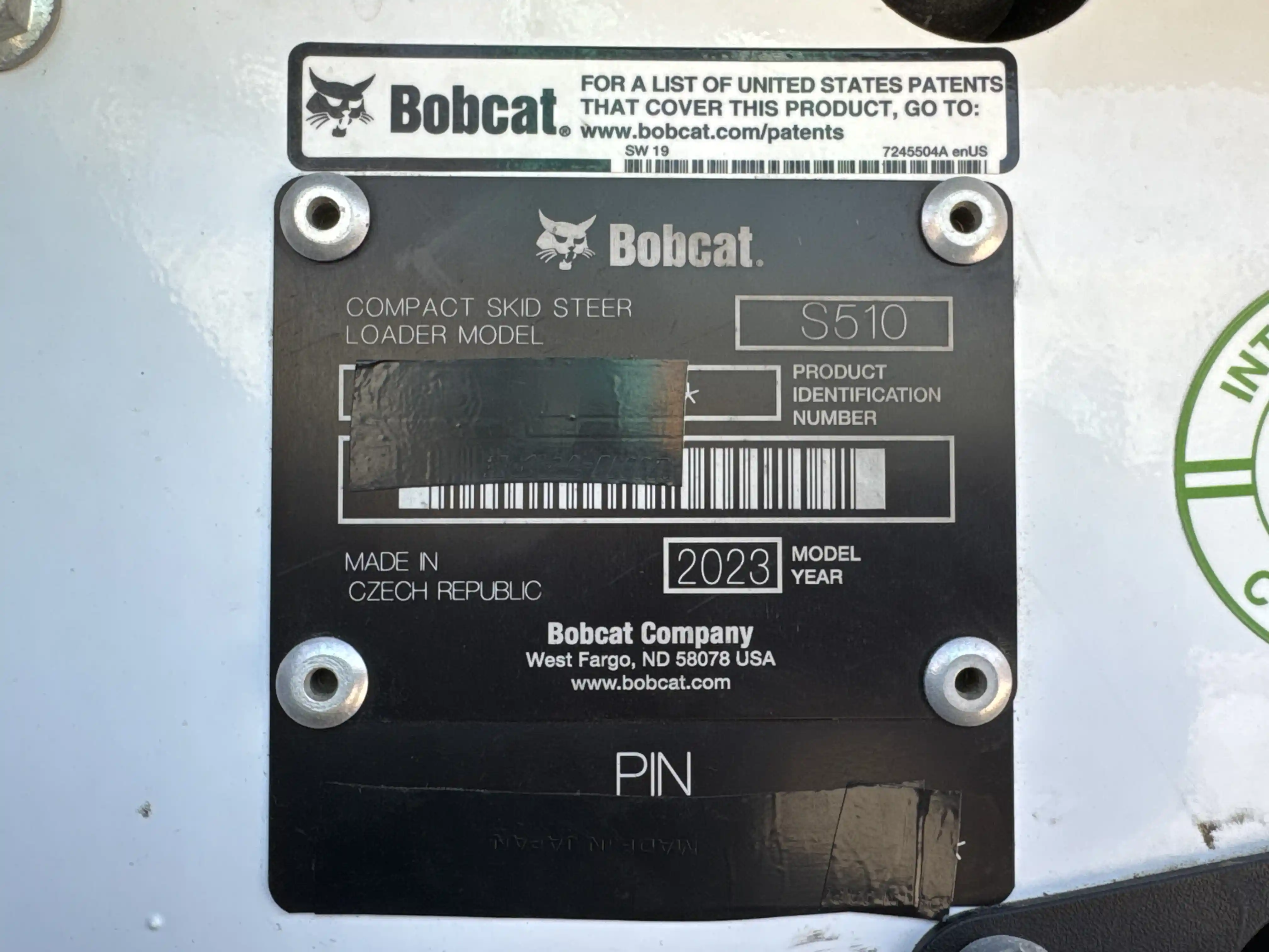 SSL-006-Bobcat-S510-skid-steer-loader-inspection-general-serial-number