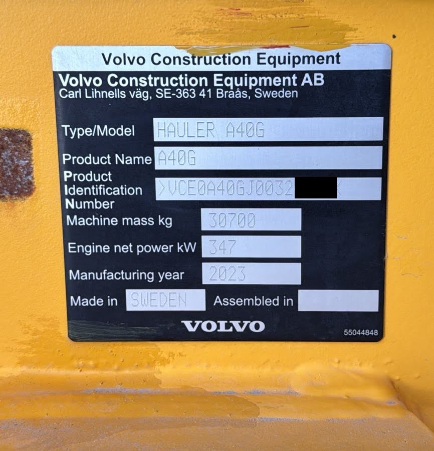 ADT-002-Volvo-A40G-articulated-dump-truck-inspection-general-serial-number