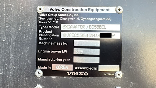 LEX-001-Volvo-EC550EL-large-excavator-inspection-general-serial-number-2