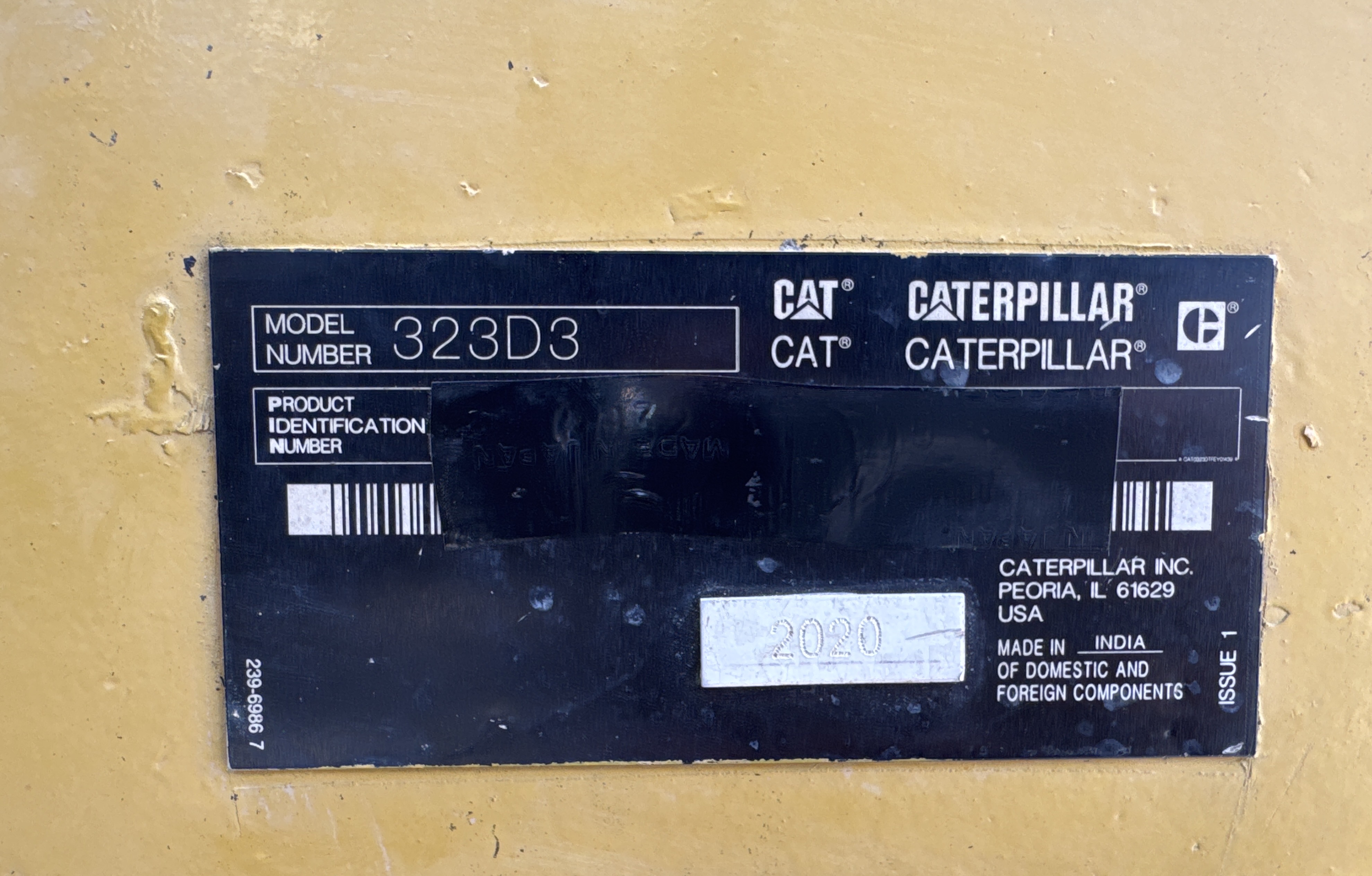 MDX-001-Cat-323D3-medium-excavator-inspection-General-Serial-number