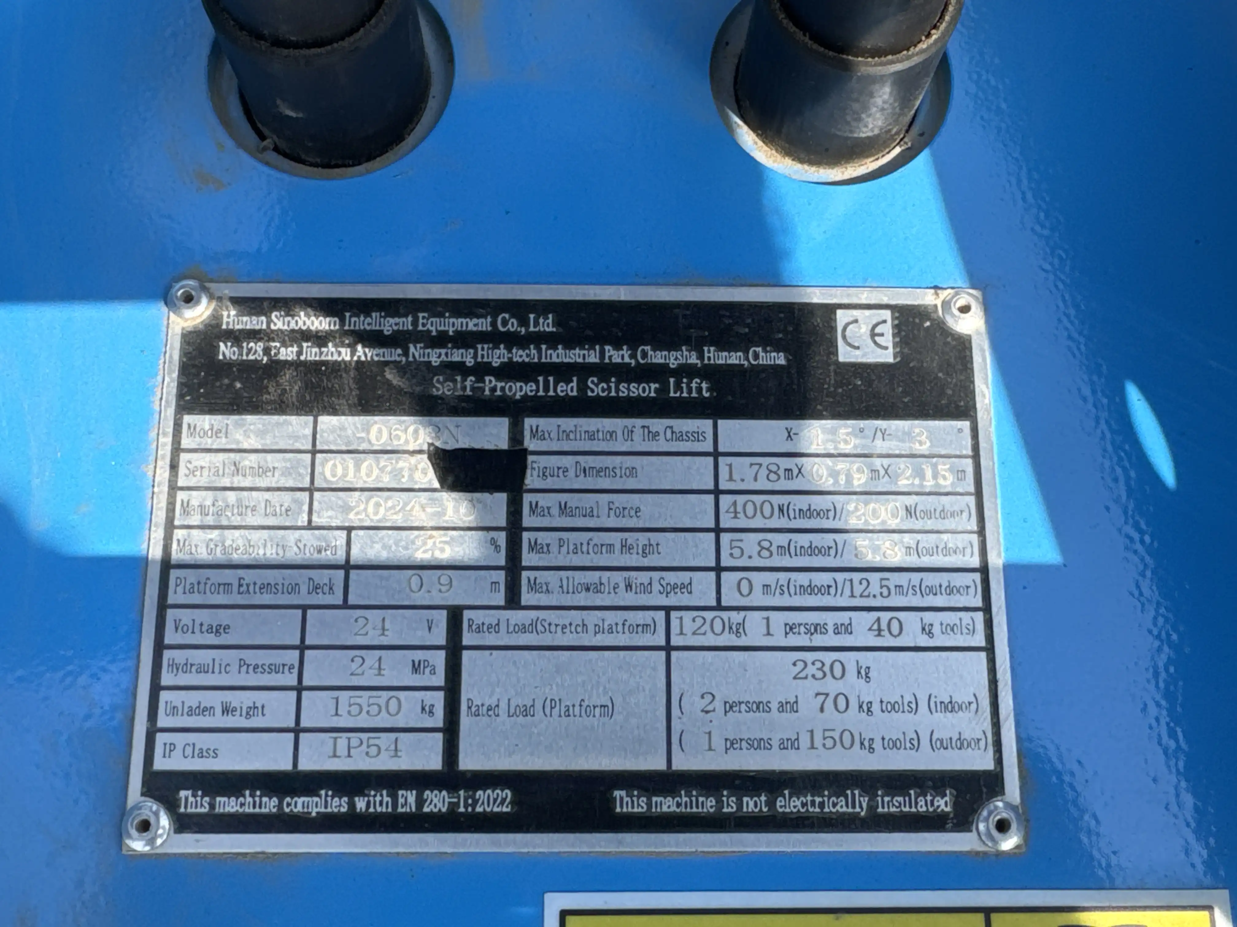 SLA-001-Sinoboom-0608N-electric-scissor-lift-inspection-General-Serial-number