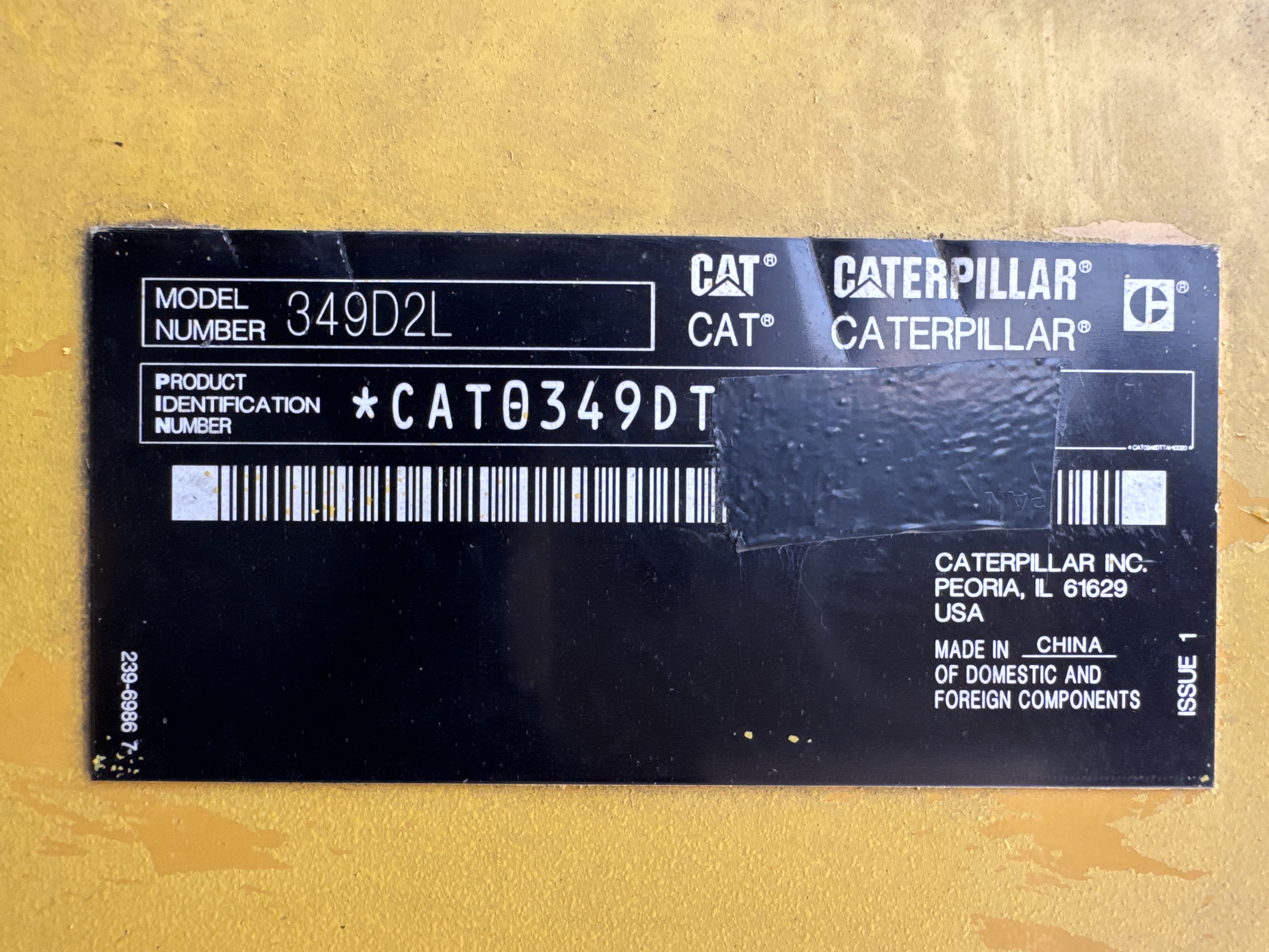LEX-004-Cat-349D2L-large-excavator-inspection-emissions-label-General-Serial number