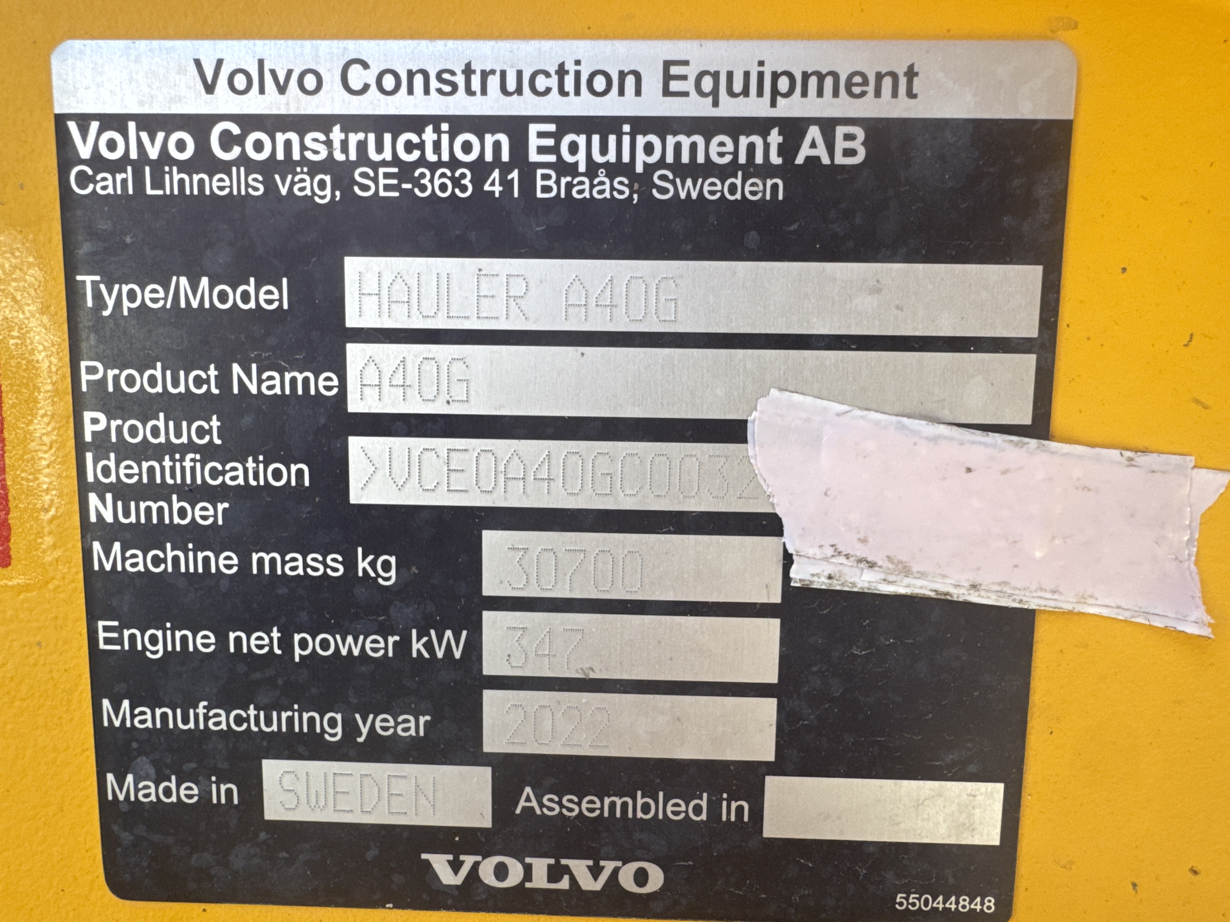 ADT-001-Volvo-A40G-Articulated-dump-trucks-inspection-General-Serial-number-2