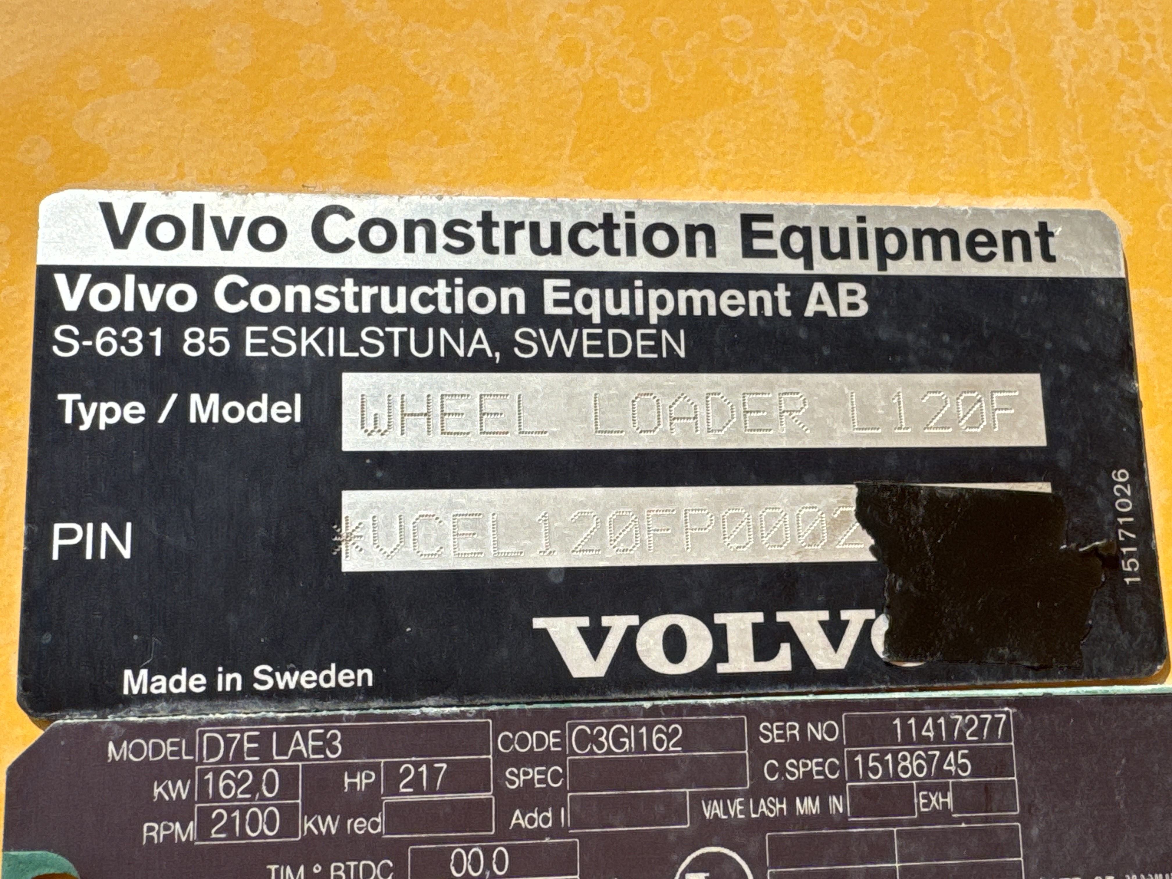 WHL-004-Volvo-L120F-Wheel-loaders-inspection-General-Serial-number-2