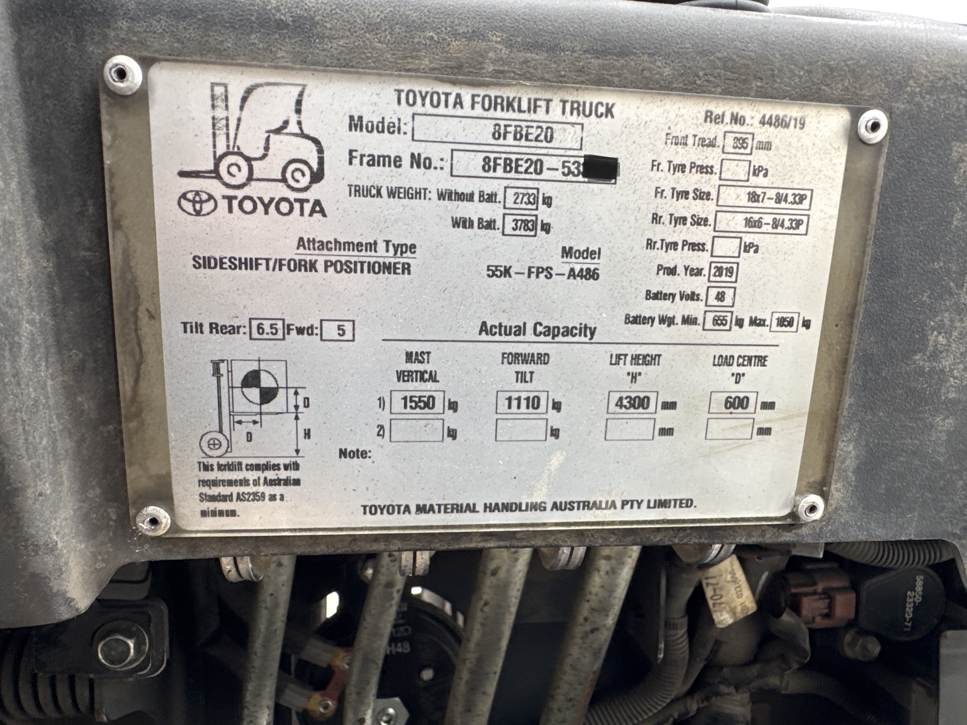 FLM-021-Toyota-8FBE20-Forklifts-inspection-General-Serial-number-1