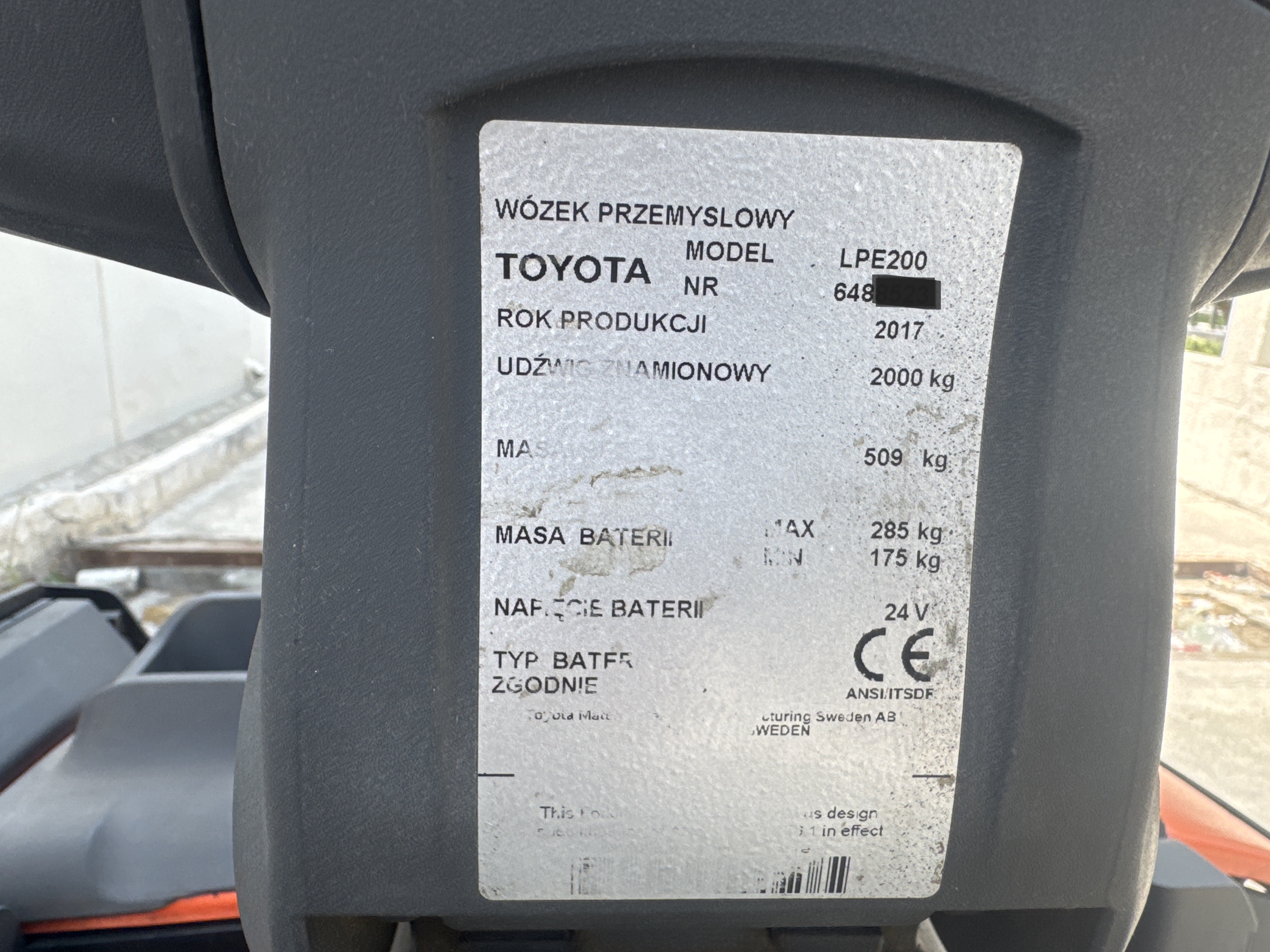 PTM-003-Toyota-Levio-LPE200-Pallet-trucks-inspection-General-Serial-number-1