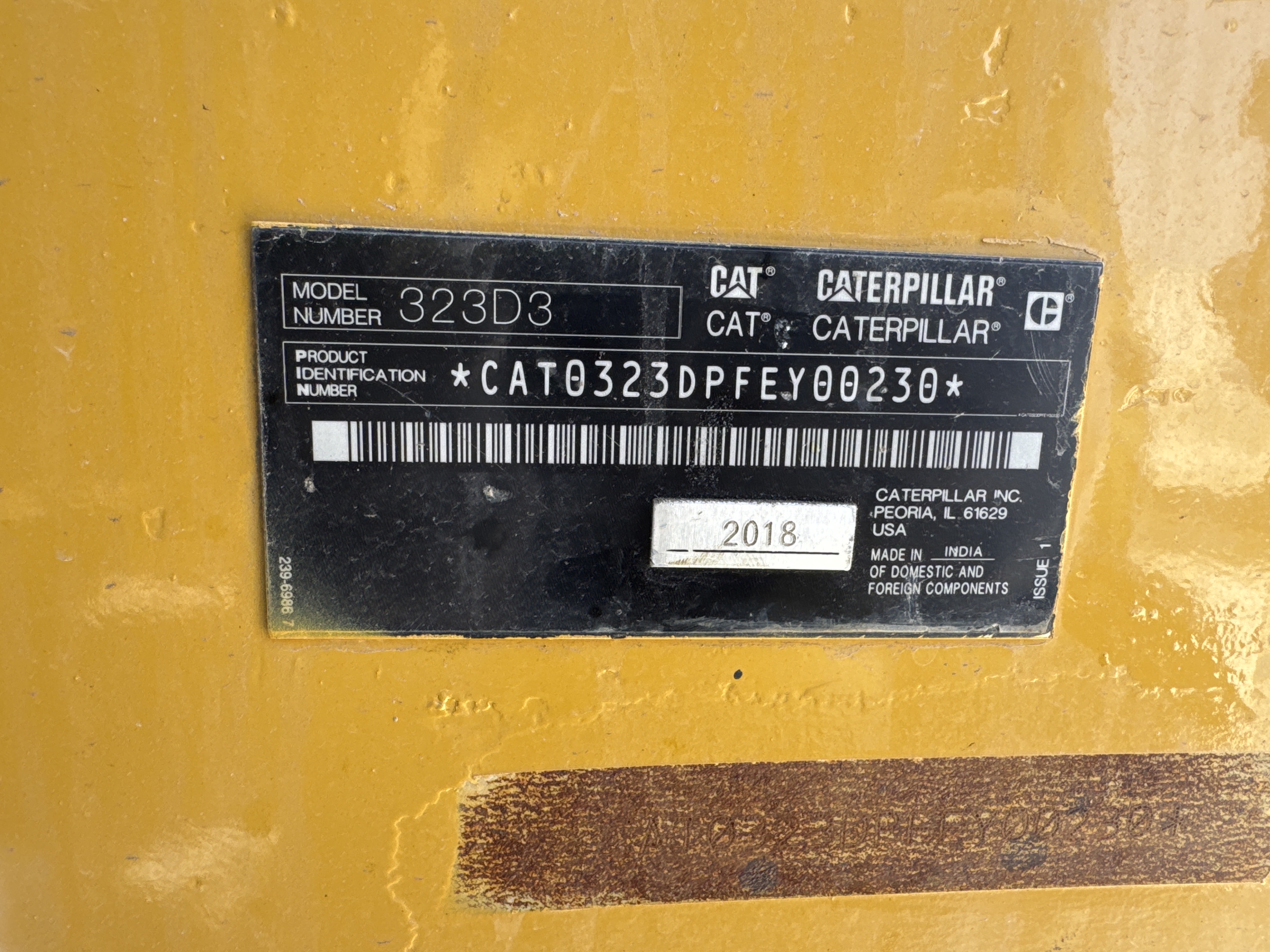 MDX-016-Cat-323D3-Medium-excavators-inspection-General-Serial-number-1