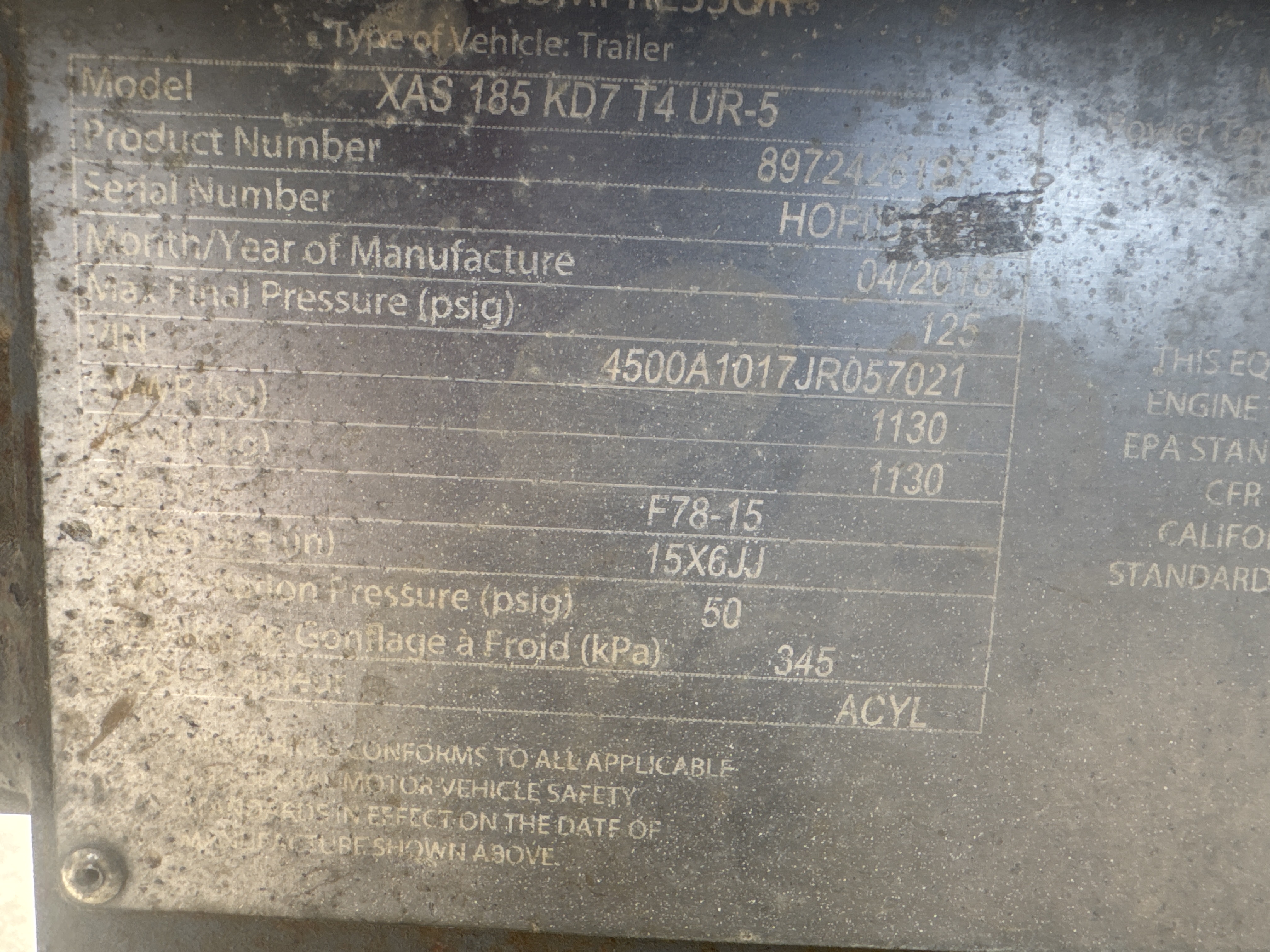 ACA-013-أطلس-كوبكو-XAS-185-T4F-كومبريسرات-هواء-فحص-نظرة-عامة-الرقم-التسلسلي-1