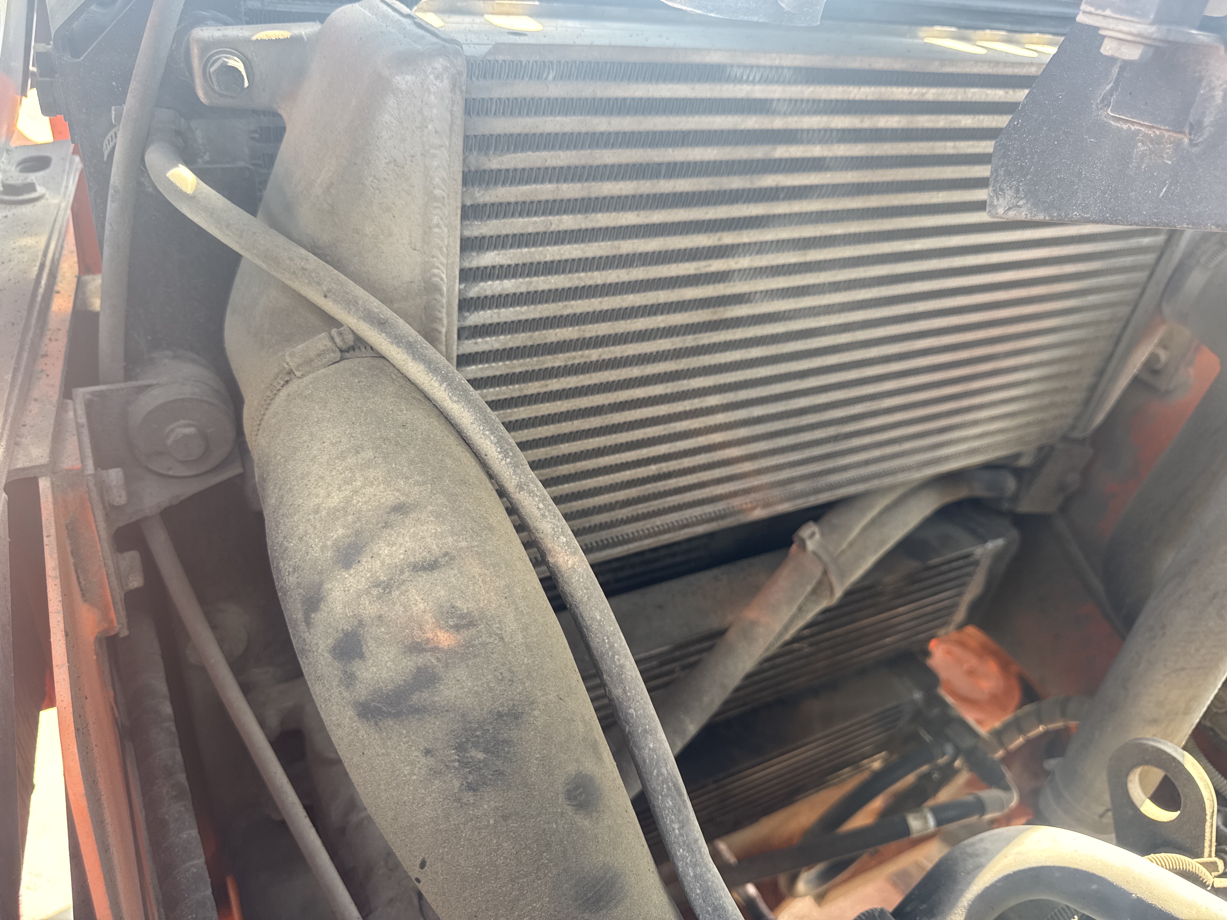 FLM-023-Doosan-D130S-5-Forklifts-inspection-Engine-Radiator,-condenser,-intercooler,-hydraulic-cooler-1