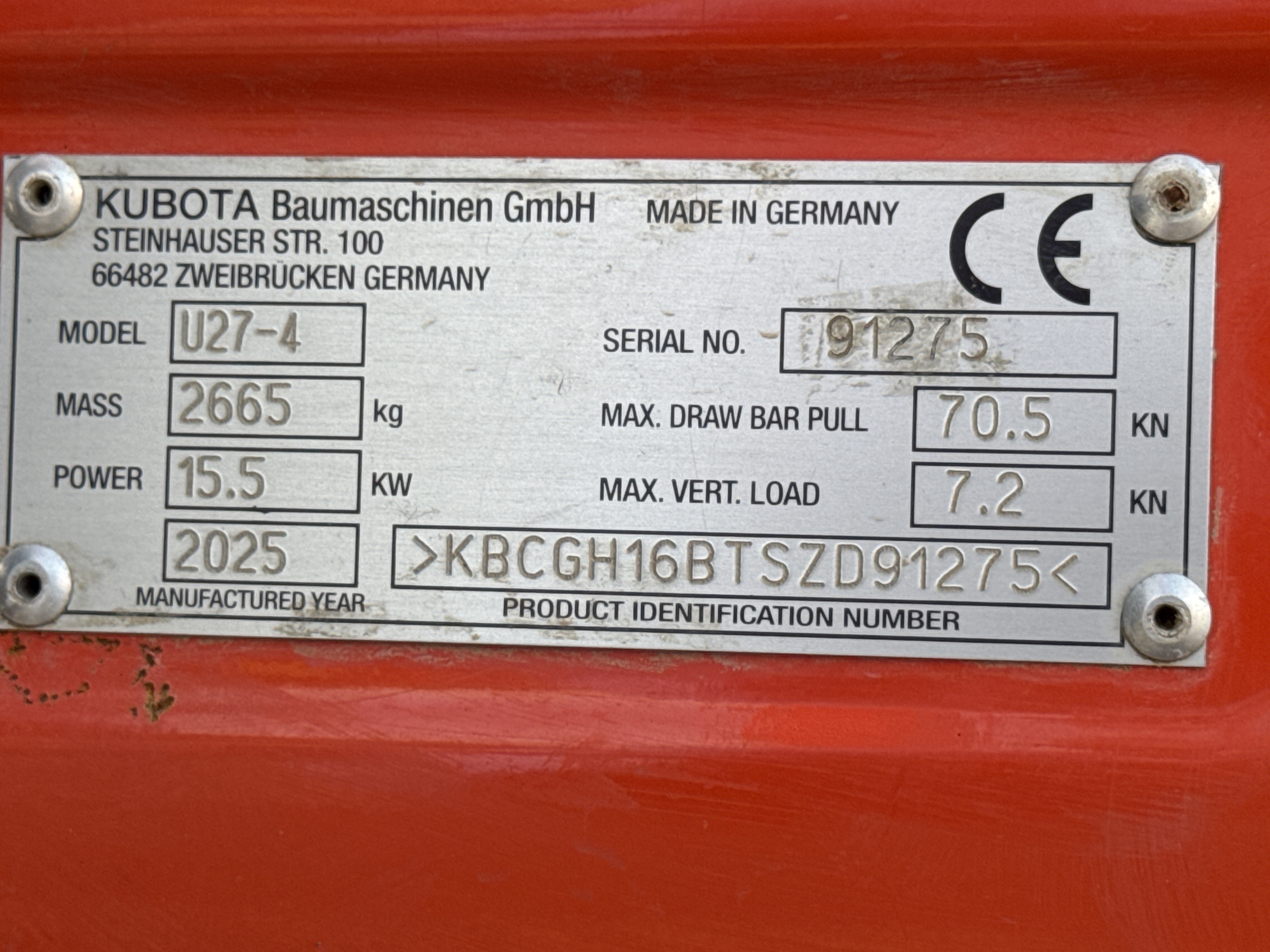 MNX-009-Kubota-U27-4-Mini-excavators-inspection-General-Serial-number-2
