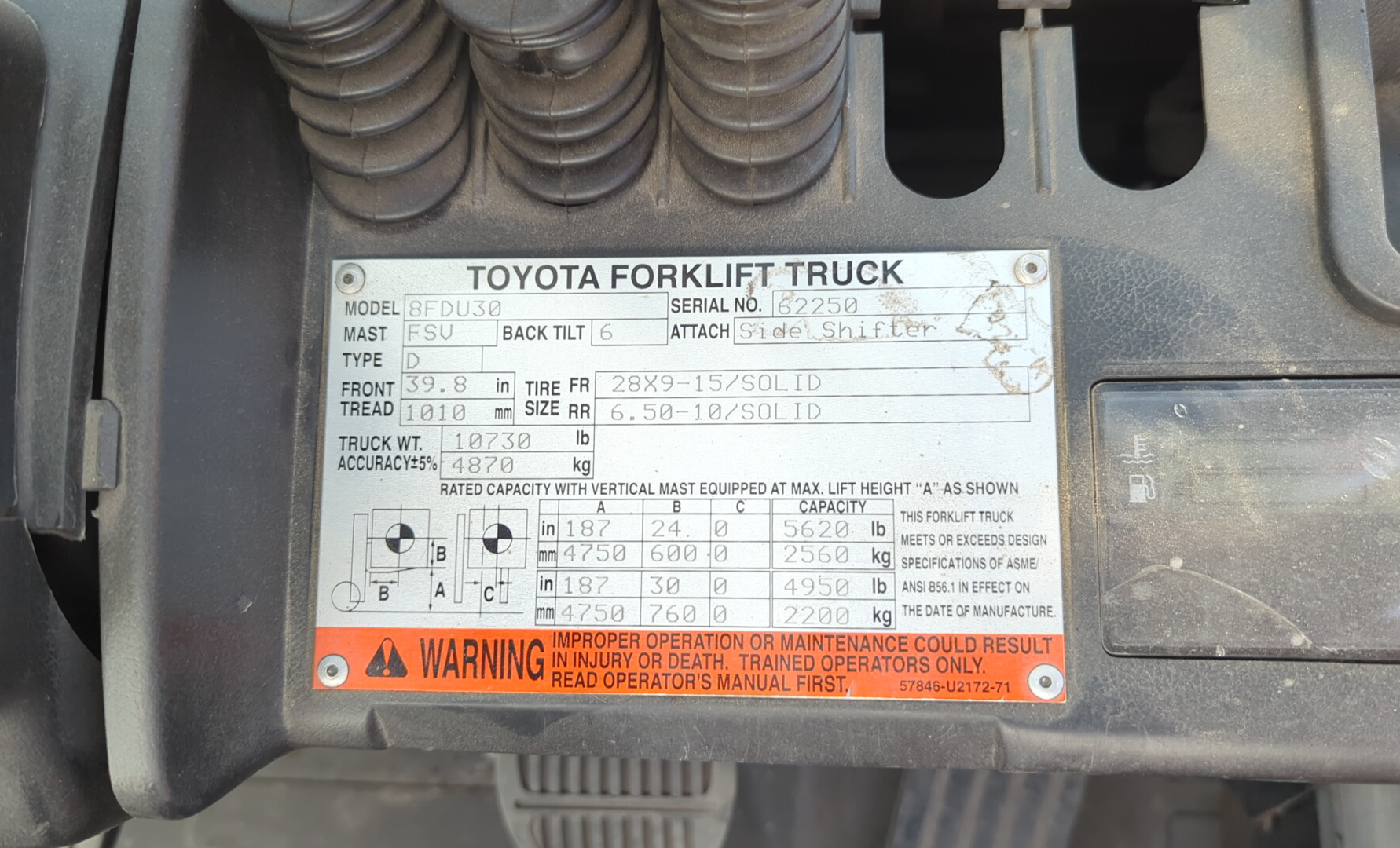 FLM-017-Toyota-8FDU30-Forklifts-inspection-General-Serial-number-2