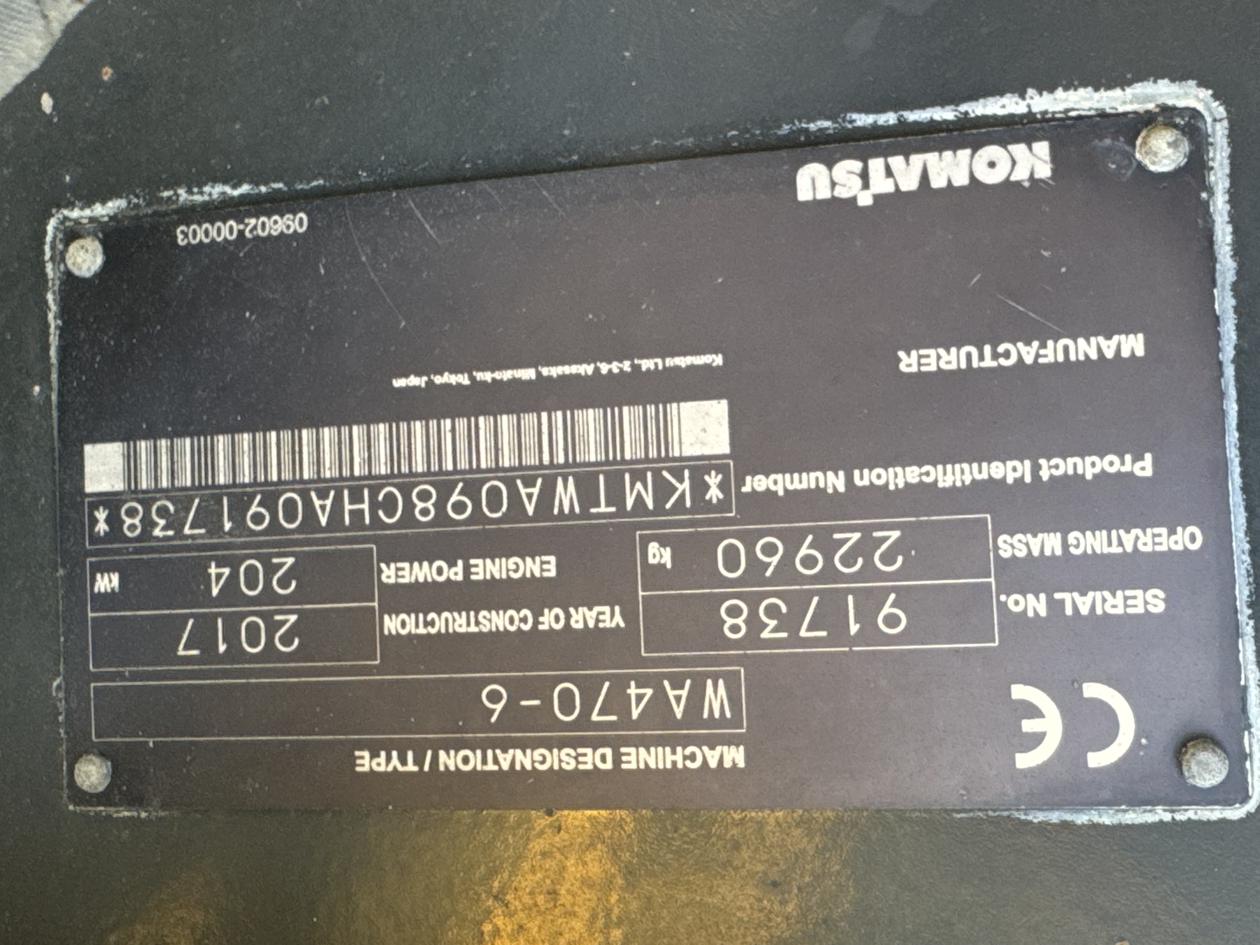 WHL-005-Komatsu-WA470-6-Wheel-loaders-inspection-General-Serial-number-2