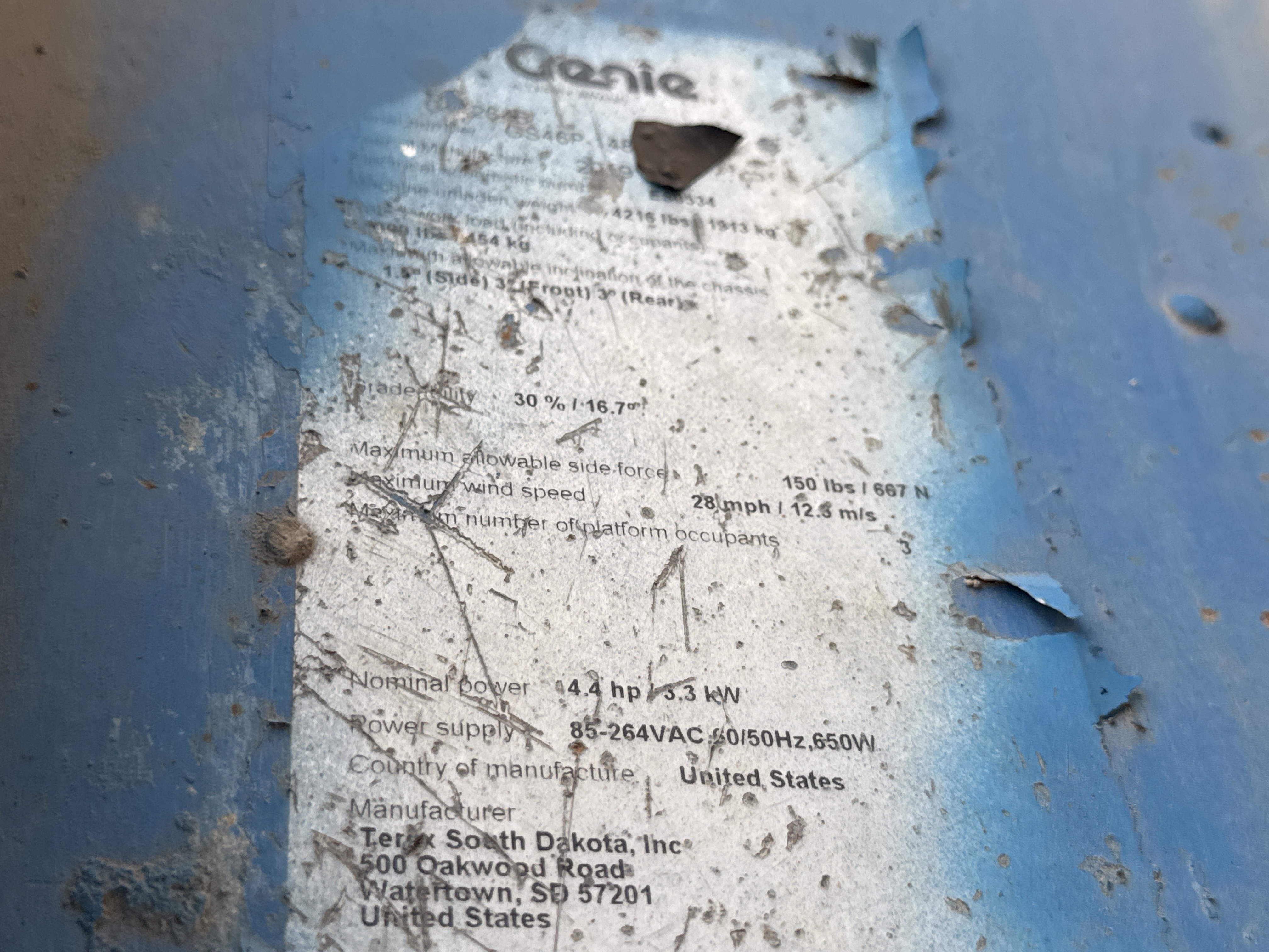 SLA-003-Genie-GS-2646-Scissor-lifts-inspection-General-Serial-number-1