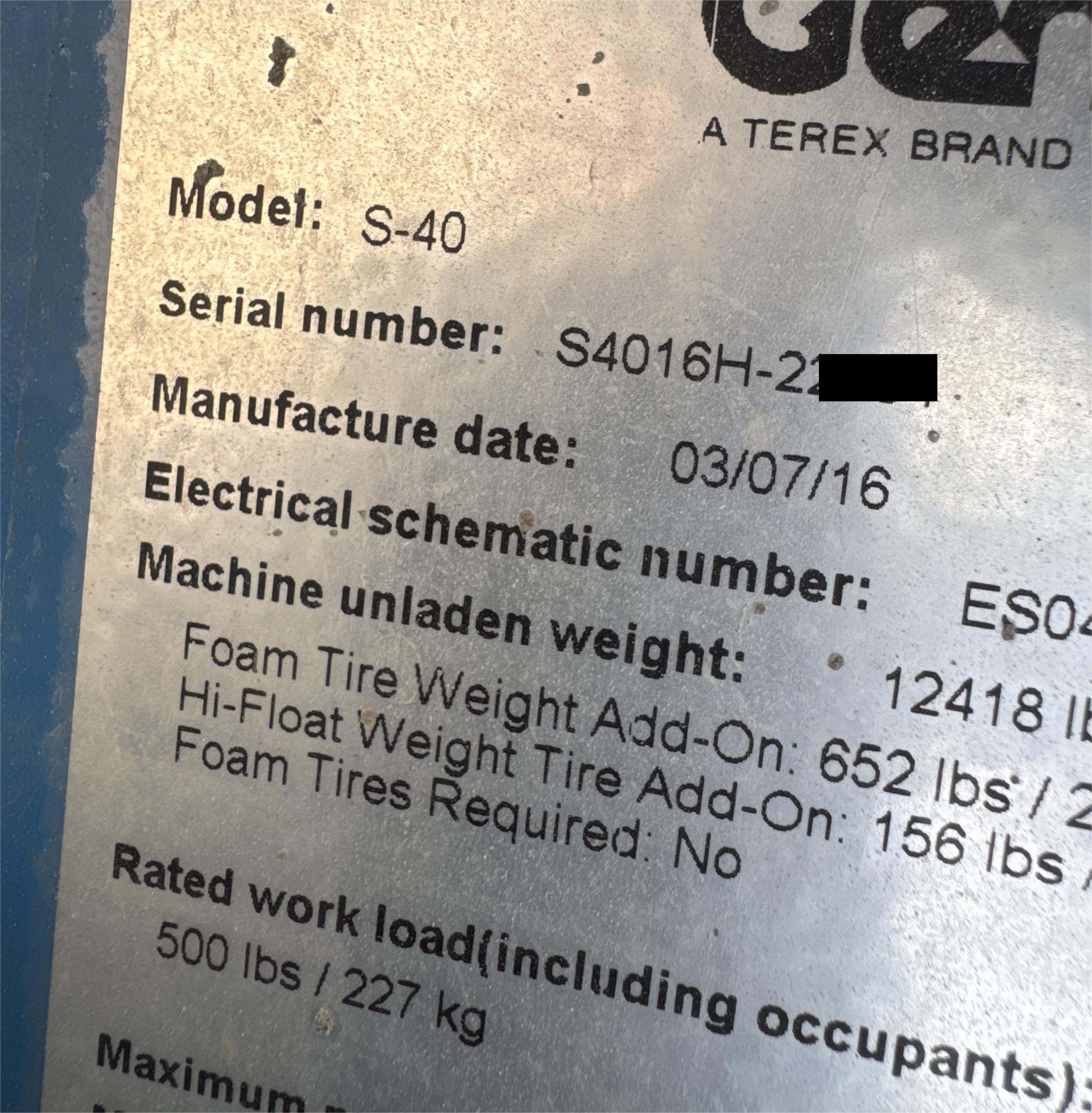 BLA-014-Genie-S-40-Boom-lifts-inspection-General-Serial-number-1