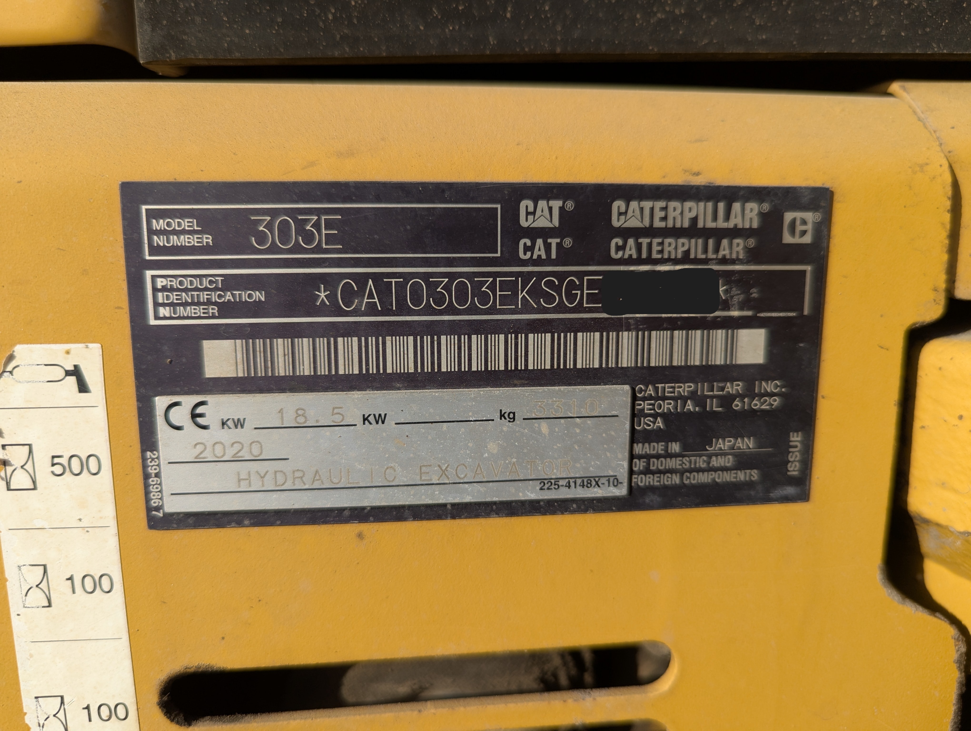MNX-002-Cat-303E-Mini-excavators-inspection-General-Serial-number-1