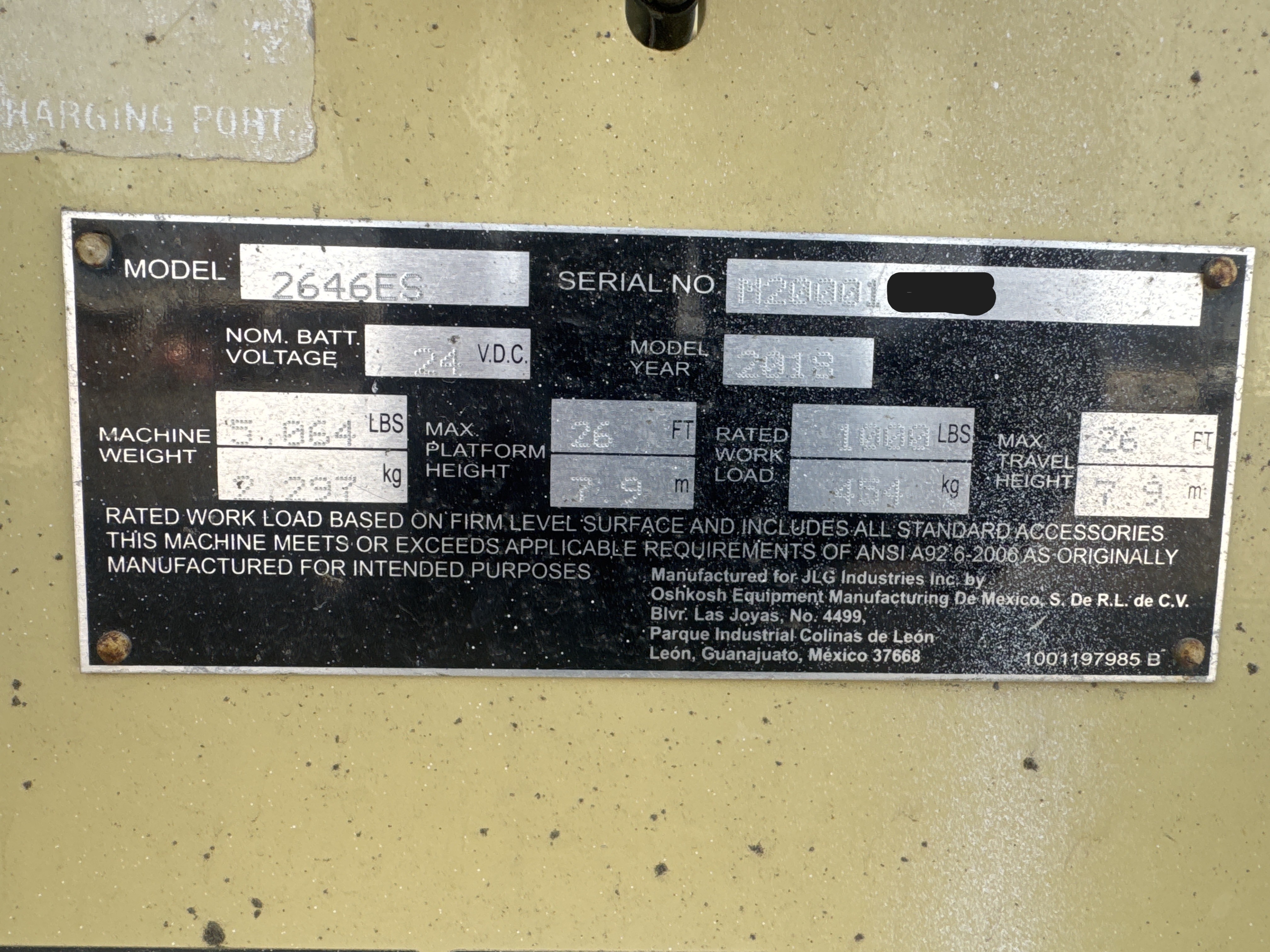 SLA-012-JLG-2646ES-Scissor-lifts-inspection-General-Serial-number-1