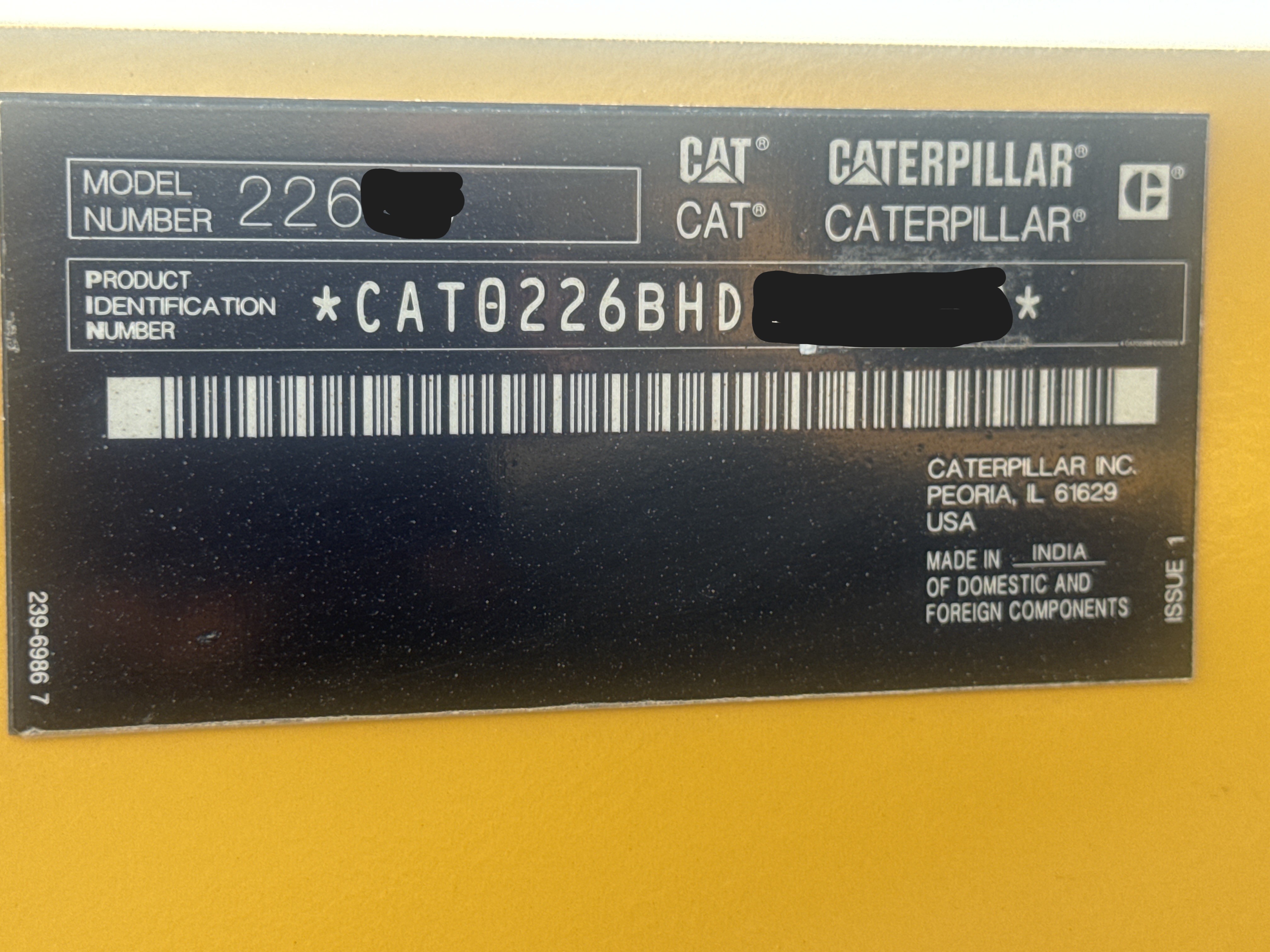SSL-003-Cat-226B3-Skid-steer-loaders-inspection-General-Serial-number-1