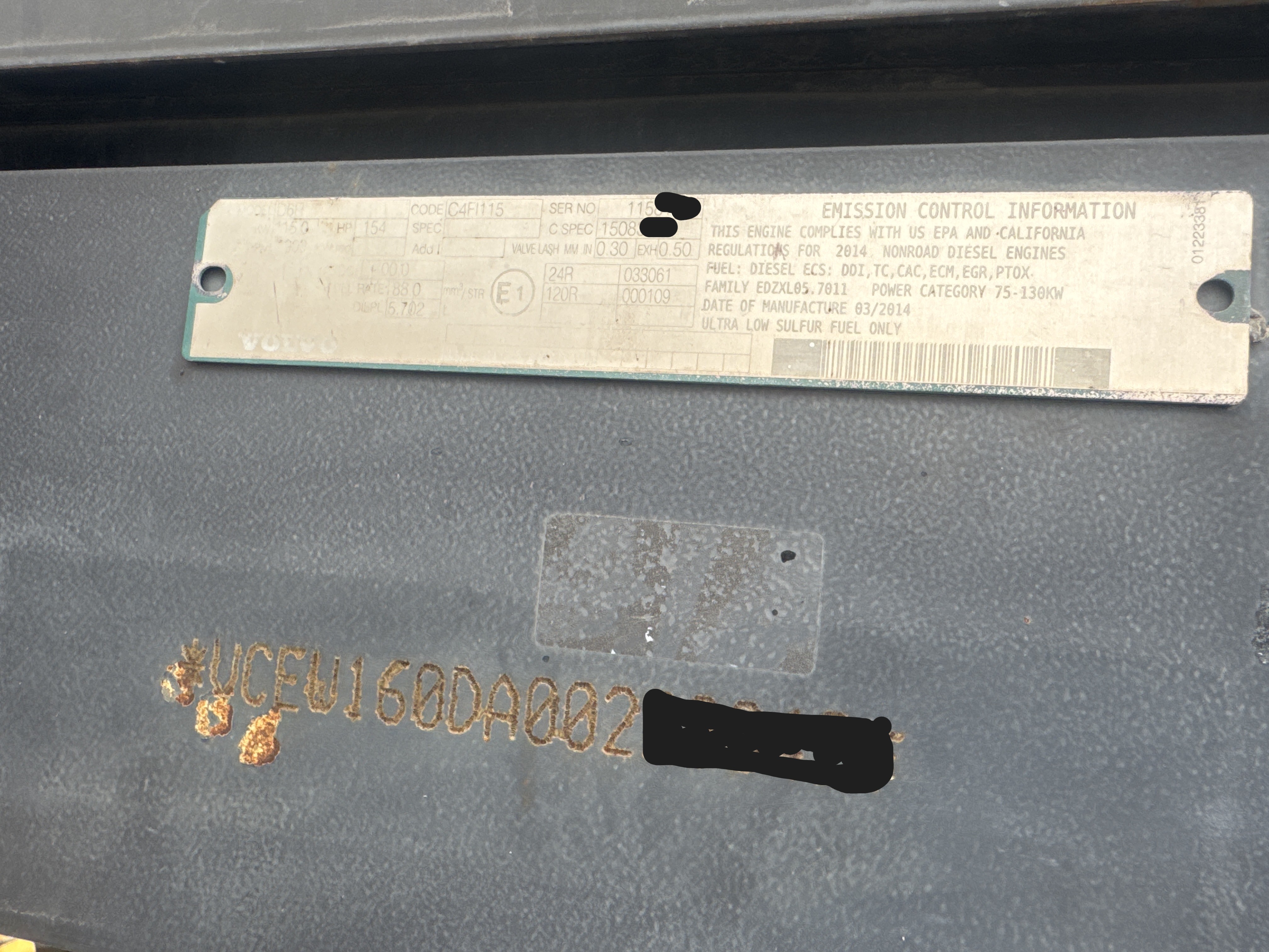 WLX-001-Volvo-EW160D-Wheel-excavators-inspection-General-Serial-number-2