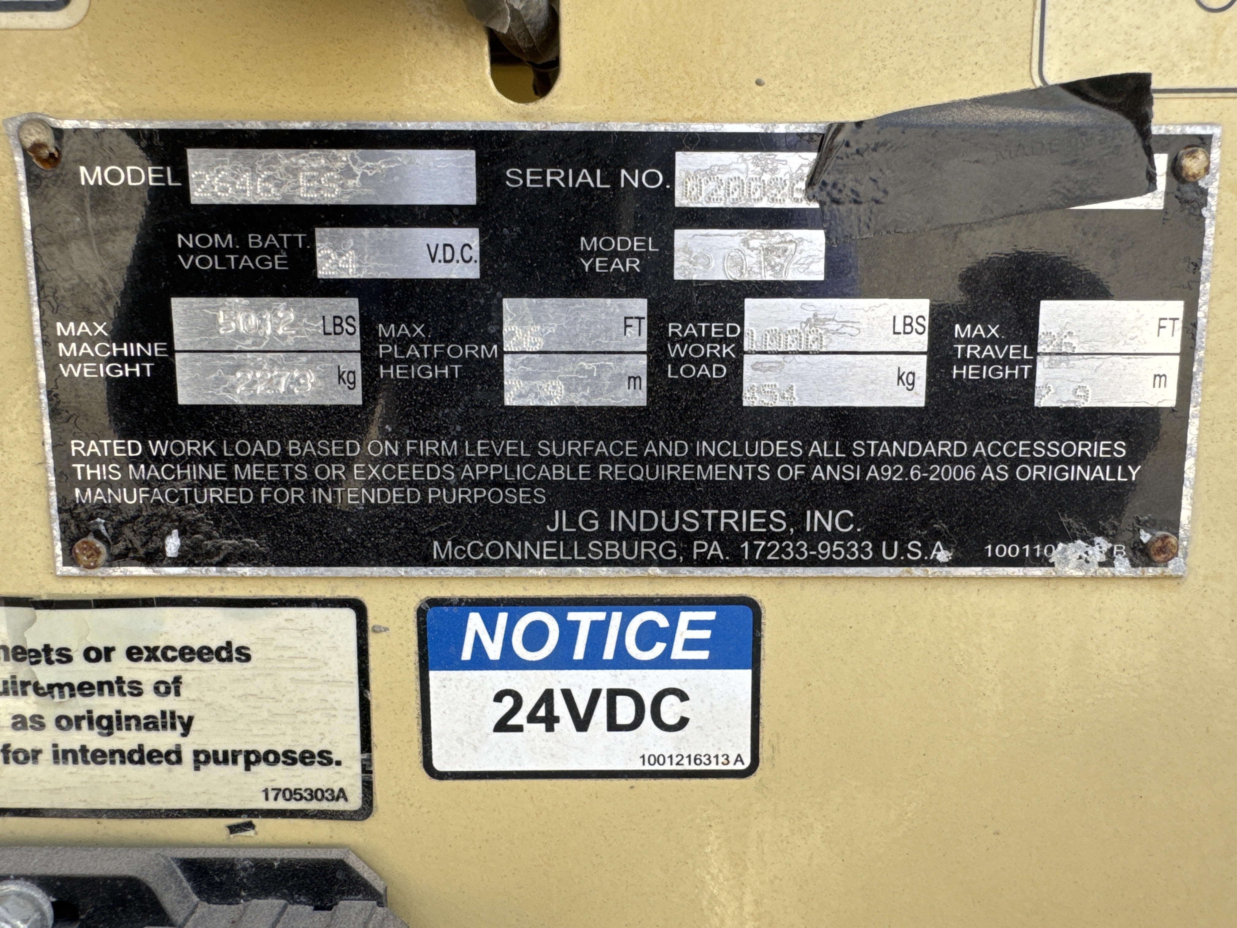 SLA-014-JLG-2646ES-Scissor-lifts-inspection-General-Serial-number-1
